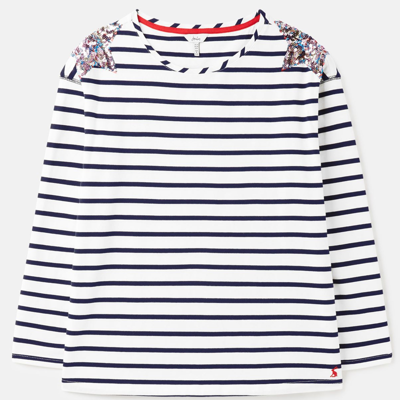 Joules Marina Dropped Shoulder Jersey Top - Sequin Star Embroidery-3